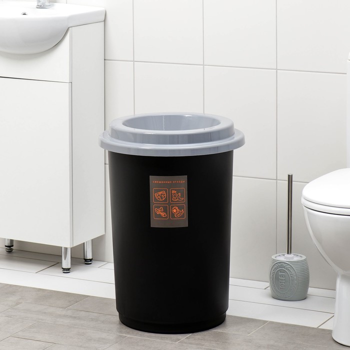 Ведро для мусора IDEA «Эко», 50 л, пластик, чёрное