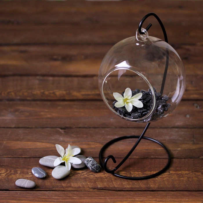 Флорариум «Сфера», на подвесе, d отверстия 6 см, 23×13×11 см