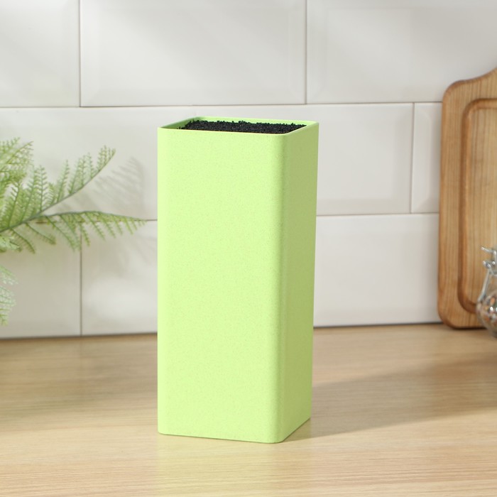 Подставка для ножей с наполнителем Доляна «Нежность», 10×22 см, зелёная