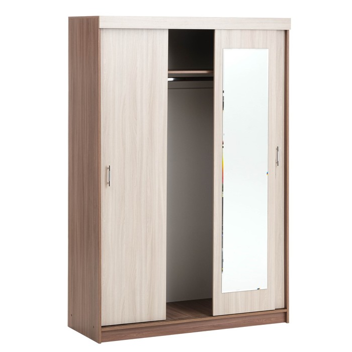 Шкаф – купе «Клик Мебель. Бася БШ – 1», 1400×570×2100 мм, цвет ясень шимо тёмный/светлый