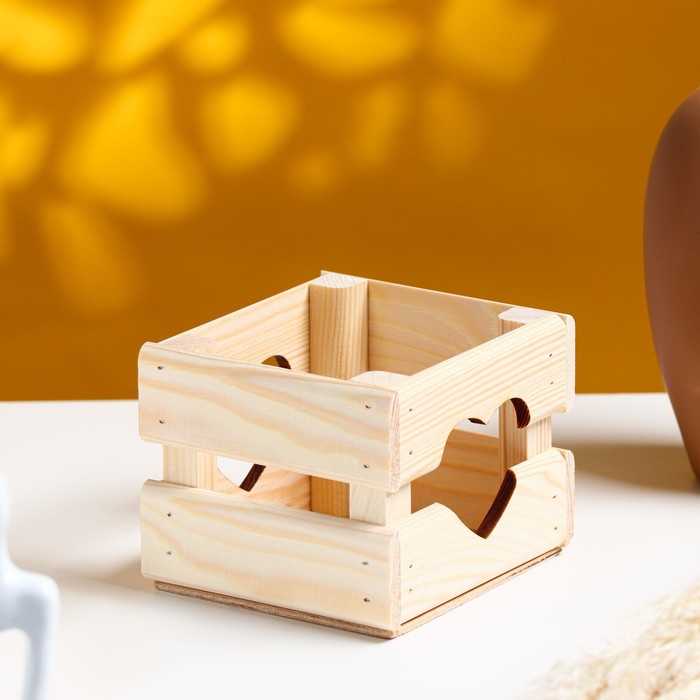 Кашпо для цветов "Однушка лайт. Сердце", 12×11×9 см, деревянное