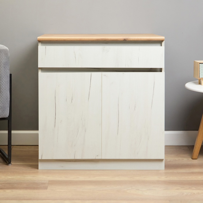 Шкаф напольный «Зара», 1 ящик, 2 двери, 800×600×850 мм, цвет крафт белый