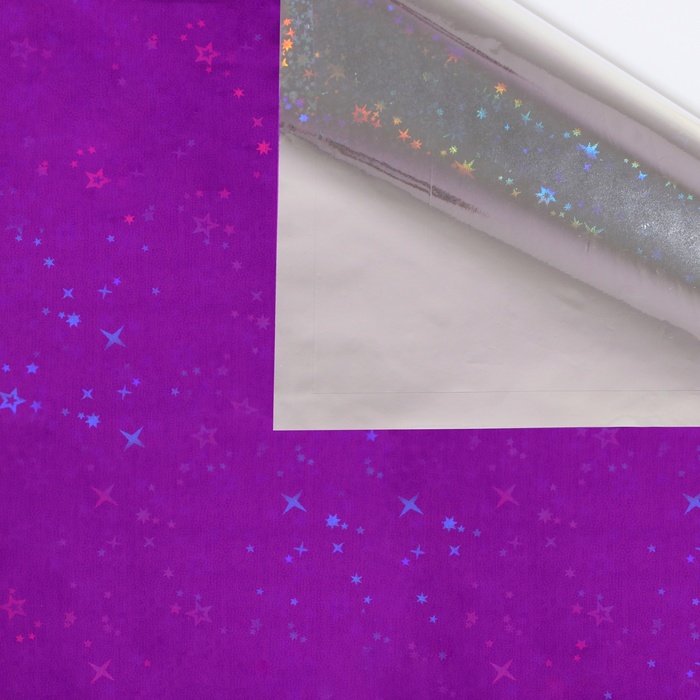 Пленка голографическая, «Звёздное небо», фиолетовая, 70 см × 1 м