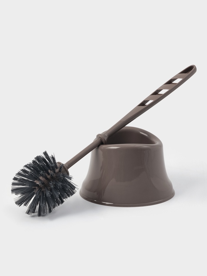 Ёршик для унитаза «Капри», 14×12.5×37 см, с подставкой, коричневый