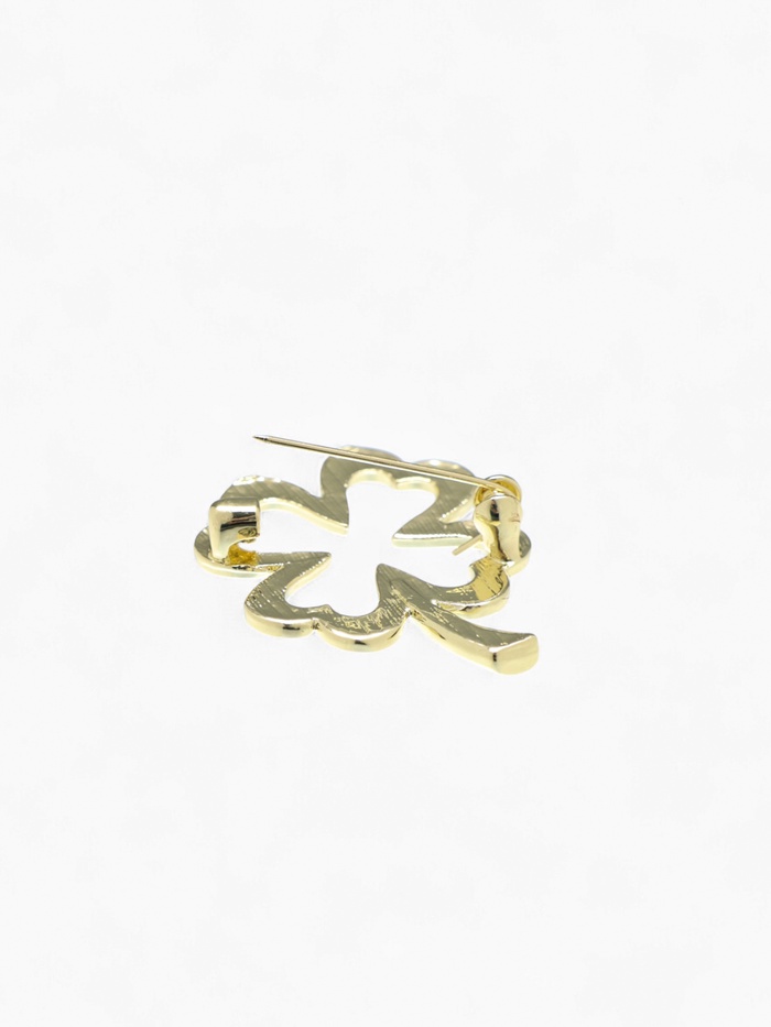 Брошь «Клевер» контур, цвет золото