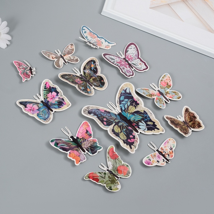 Набор магнитов на холодильник «Цветочные», 12 шт., картон, h=4-10 см