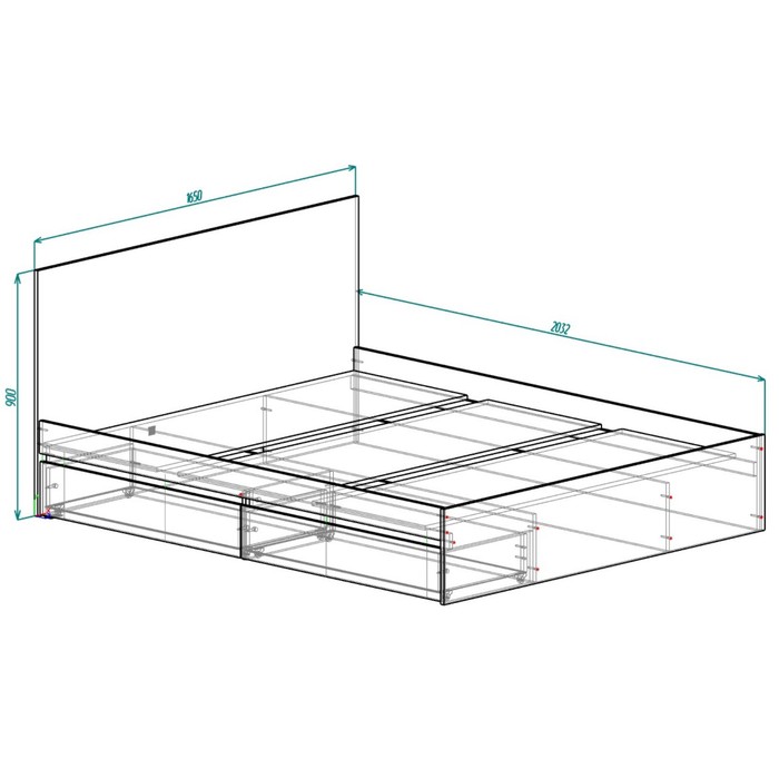 Кровать двуспальная «Клик Мебель. Мадера», с основанием, 2 ящика, спальное место 1600×2000 мм, цвет белый