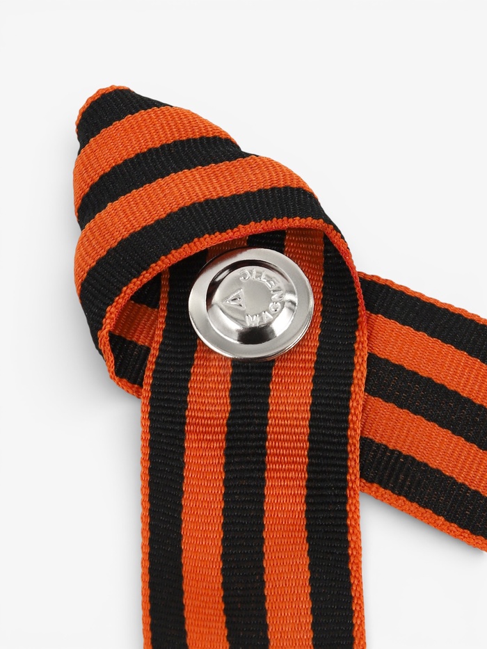 Георгиевская лента на 9 мая «С Днём Победы», на магните, коричневый цветок