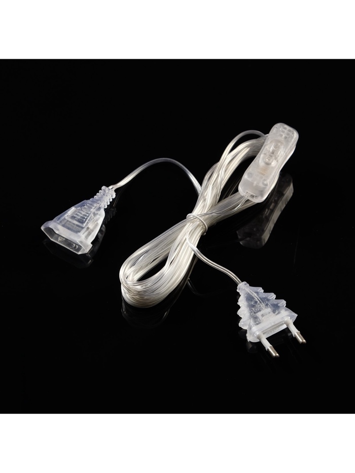 Удлинитель для комнатных гирлянд с выключателем, 5 м, прозрачная нить, УМС-вилка