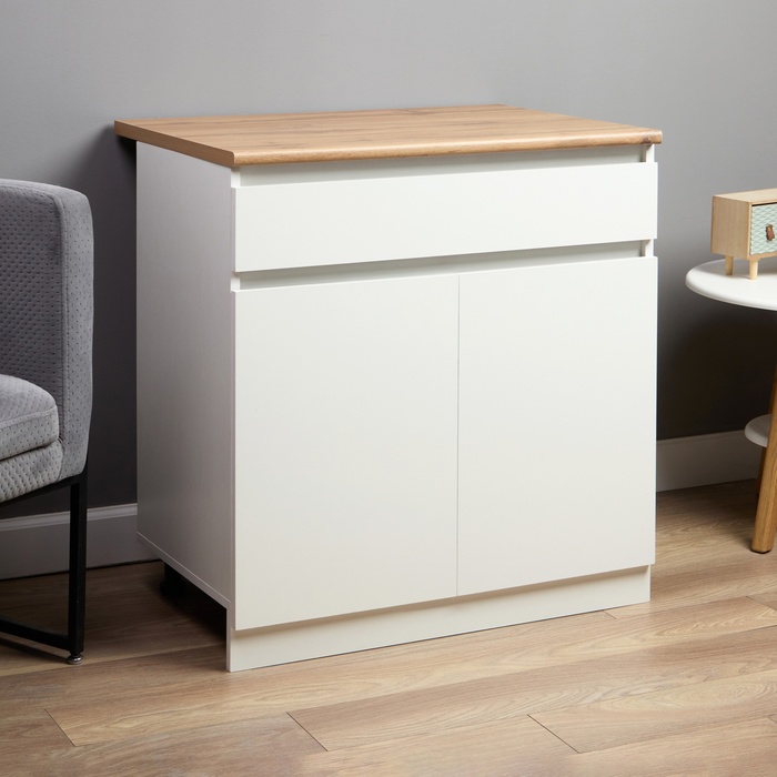 Шкаф напольный «Зара», 1 ящик, 2 двери, 800×600×850 мм, цвет белый