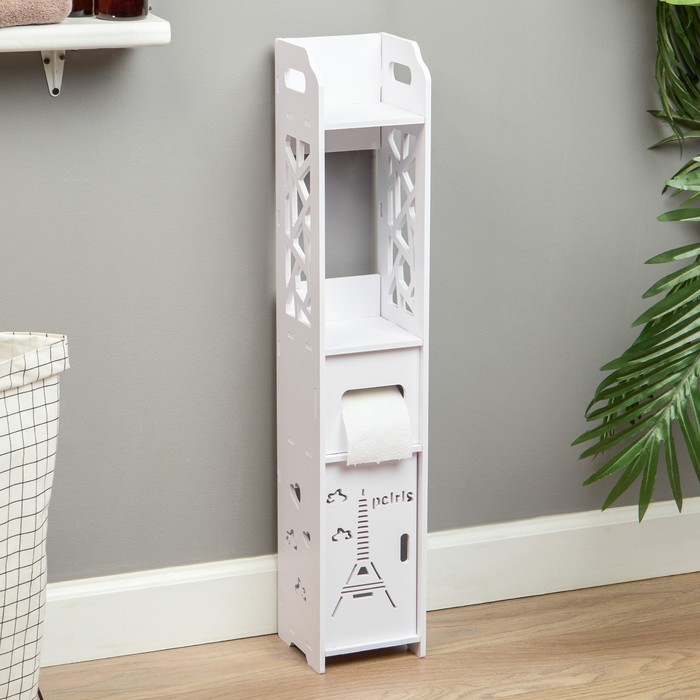 Шкаф – пенал напольный для ванной комнаты «Париж», 150×150×800 мм, цвет белый