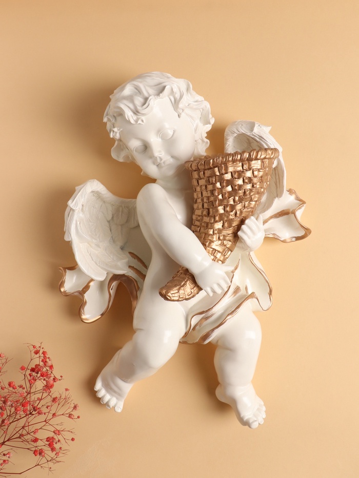 Декор настенный-ваза, панно TAKE IT EASY «Ангел с рожком», 39×28 см, правый