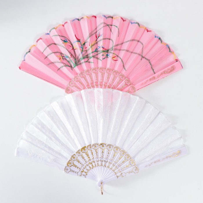 Веер складной «Вышивка», 23 см, МИКС