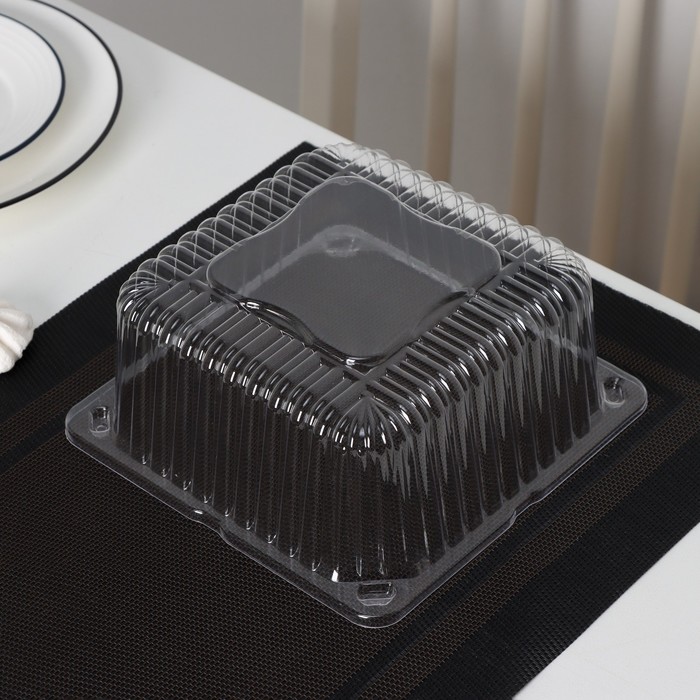 Крышка для тортницы пластиковая одноразовая ИП-43, 18.5×18.5×10.5 см, внутренний 16×16×10 см, 480 шт./уп