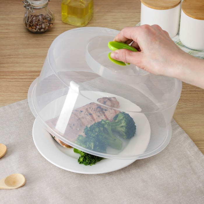 Крышка для СВЧ, d=24.7 см, внутр. d=22.7 см, пластик, МИКС