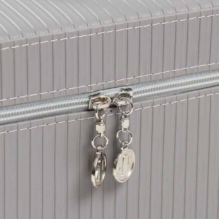 Набор шкатулок для украшений с зеркалом «Локки. Серый», 3 шт., искусственная кожа