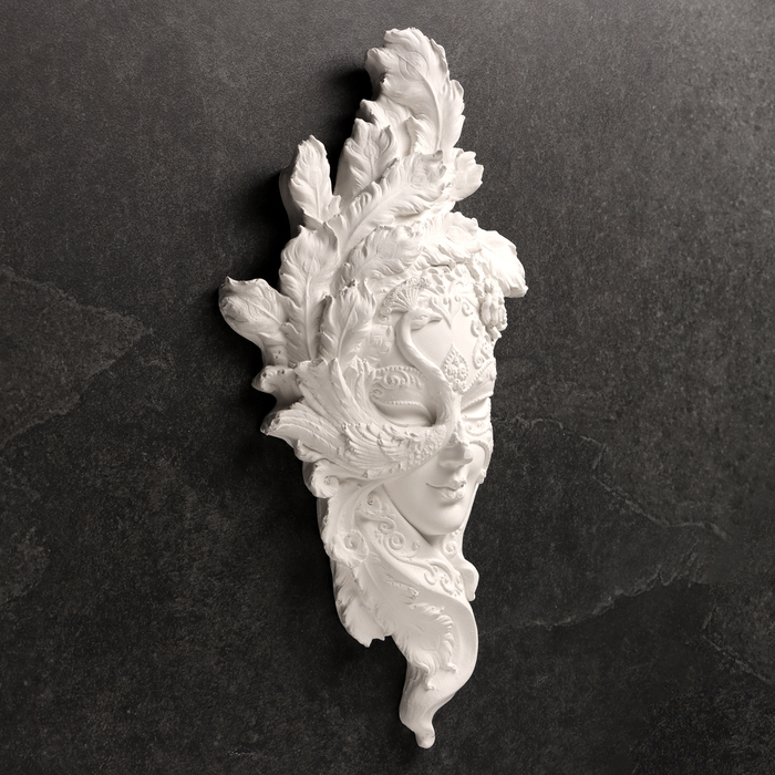 Венецианская маска «Красотка», панно под роспись, гипс, 34 см