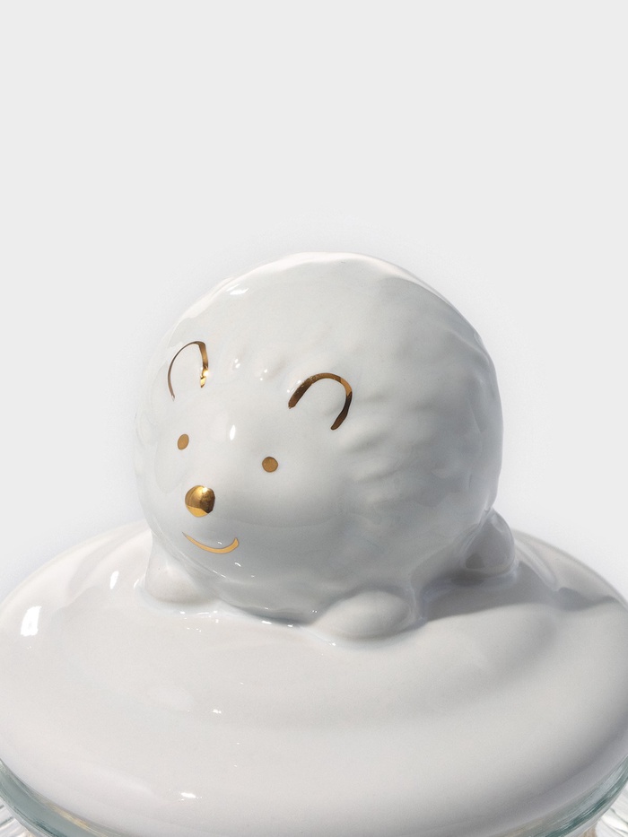 Банка для сыпучих Доляна «Ёжик в золотом», 600 мл, с керамической крышкой, стекло, прозрачная