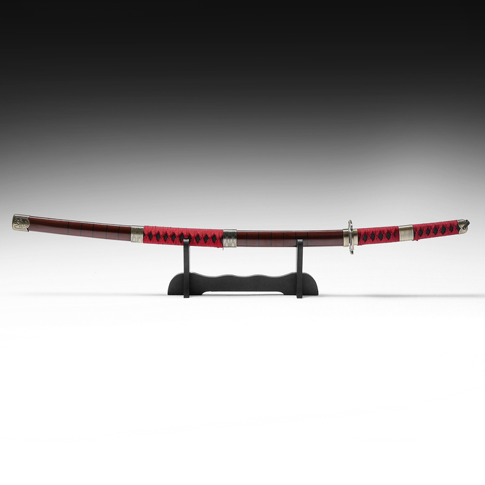 Макет оружия «Сувенирная катана на подставке», чёрные ножны с иероглифами, 104 см