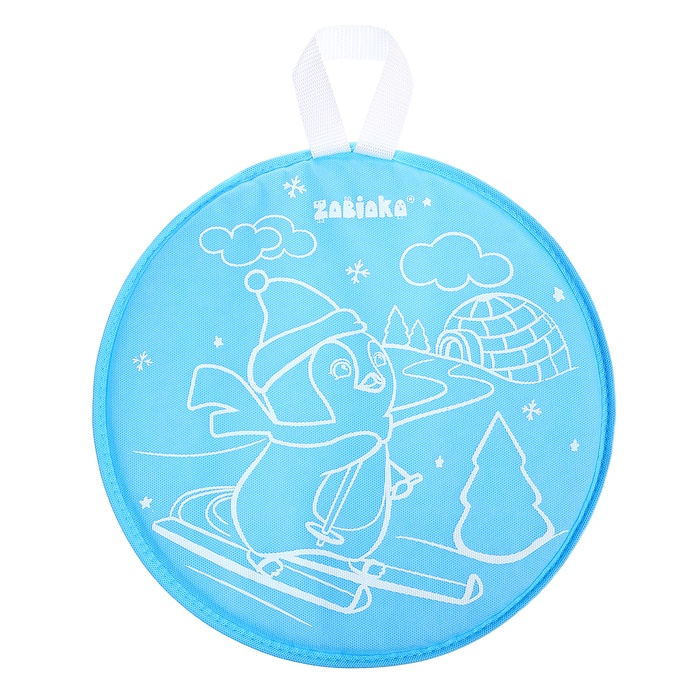 Ледянка мягкая, детская «Пингвин», диаметр 35 см, голубая