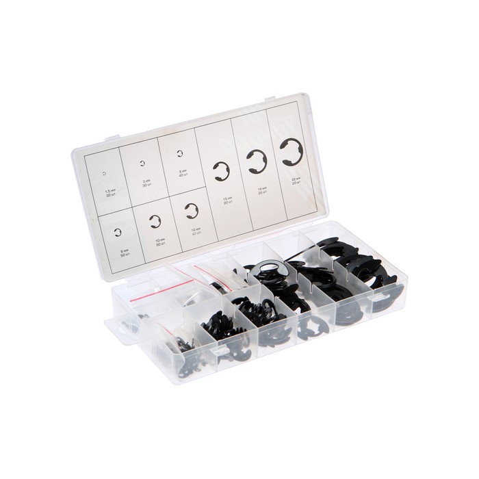 Набор стопорных колец d=1.5-22 мм ТУНДРА krep, 300 предметов