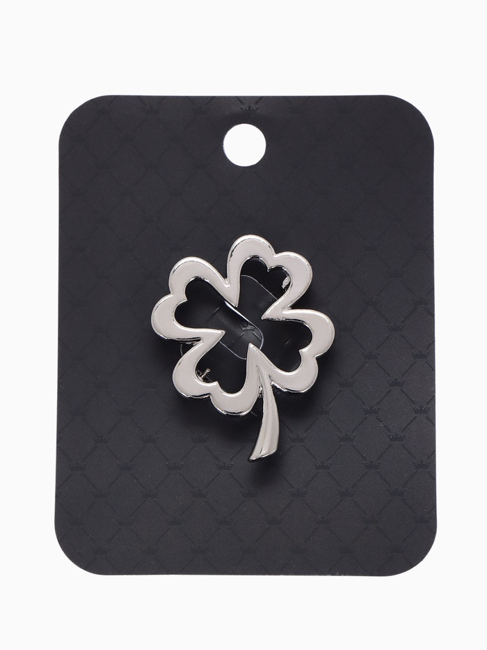 Брошь «Клевер» контур, цвет серебро