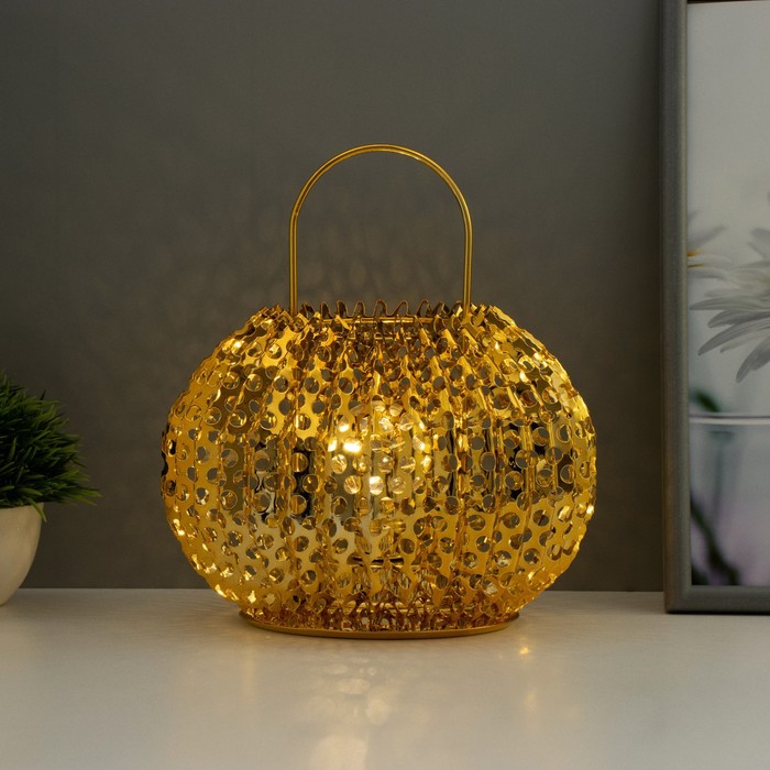 Ночник «Деки» LED от батареек 2хААА золото 19×19×17 см RISALUX