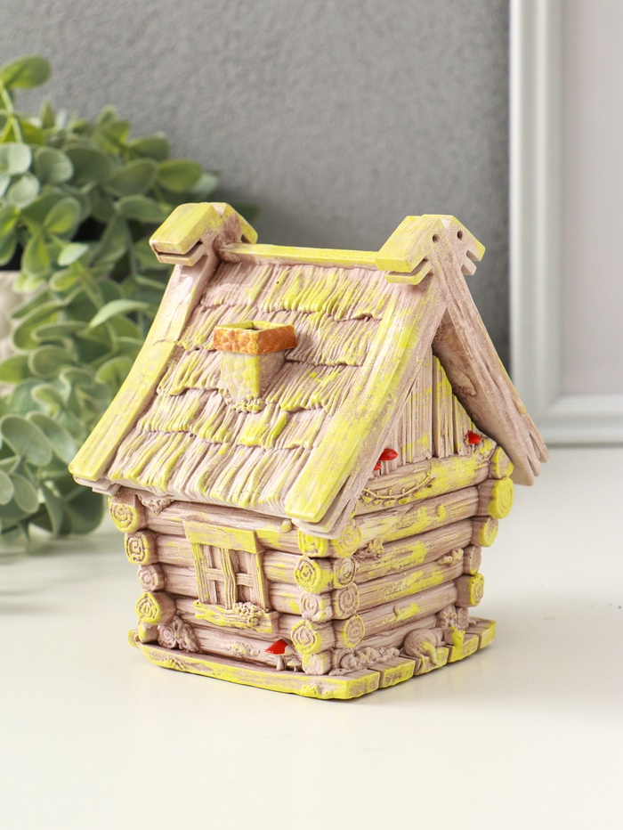 Шкатулка для украшений «Избушка» 12×11×9 см, гипс, коричневый
