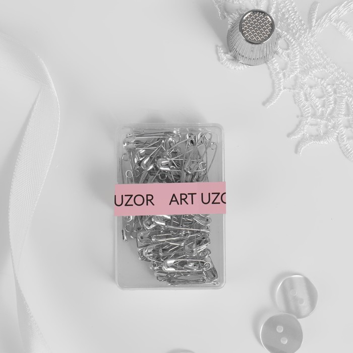 Булавки английские, 19 мм, 80 шт., цвет серебряный