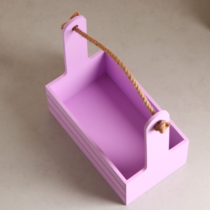 Подарочный ящик «Аром», деревянный, ручка - канат, сиреневый, набор 3 шт.