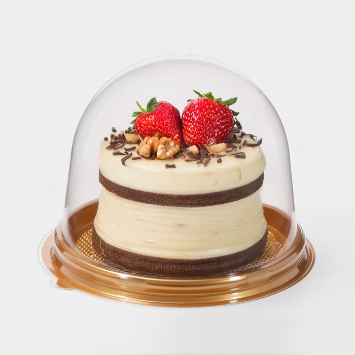 Дно для пирожного одноразовое ПР-Т-85Д, пластик, круглое, d=11 см, золотистое