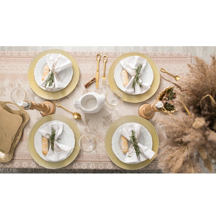 Скатерть «Доляна. Кружево», 110×146 см, 100% хлопок, рогожка, 164 г/м²