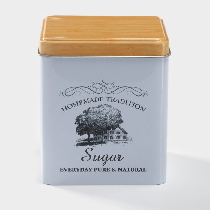 Банка для сахара «Дом и поле», 1.1 л, 12×10 см, жесть, белая