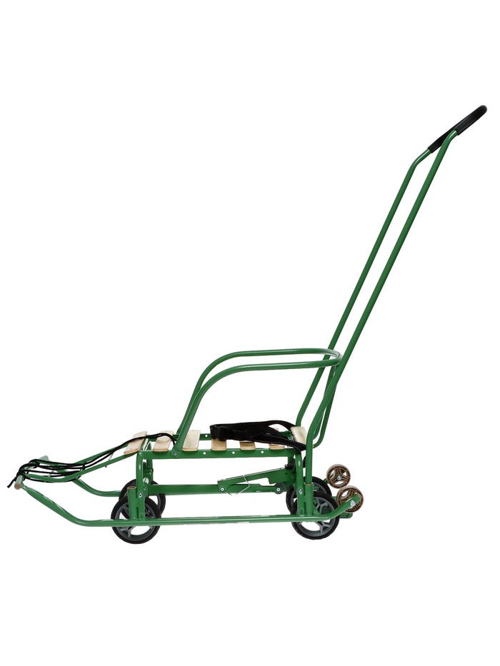 Санки детские с колёсами «Тимка 5 универсал», с ручкой, цвет оливковый