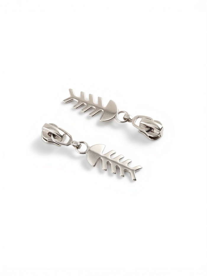 Бегунок для металлической молнии, №3, «Рыба», 10 шт., цвет никель