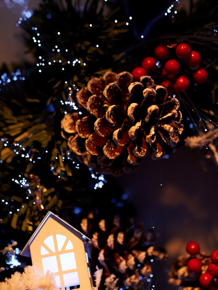 Венок светодиодный «Заснеженный», d=50 см, 8 режимов