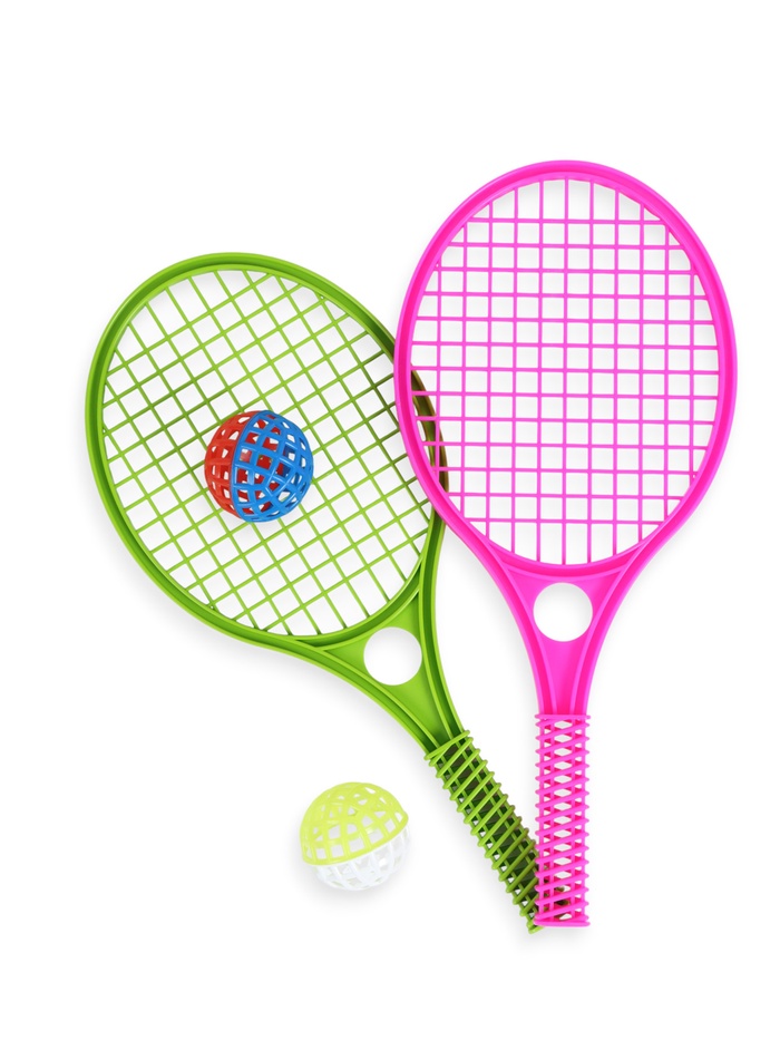 Бадминтон детский, 2 ракетки 41.2×18.6 см, 2 мяча d=5.5 см, цвет МИКС