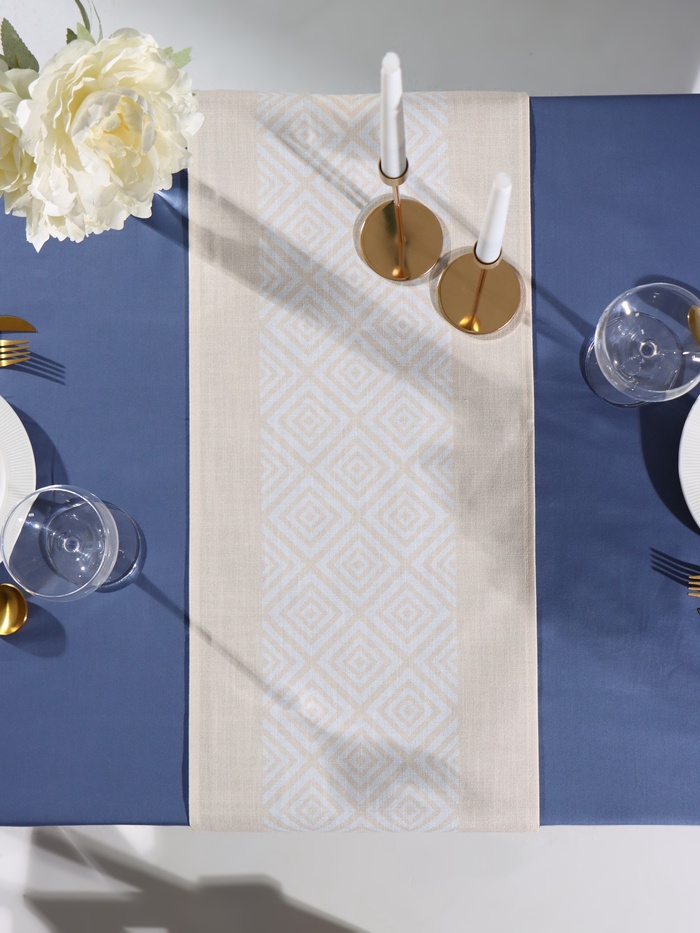 Дорожка на стол «Этель. Геометрия», 35×180 см, 200 г/м², бежевая