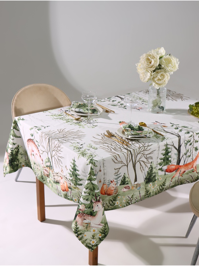 Кухонный набор «Этель. Пасха в лесу», скатерть 148×218±2 см с ГМВО, салфетки 40×40 см - 12 шт.