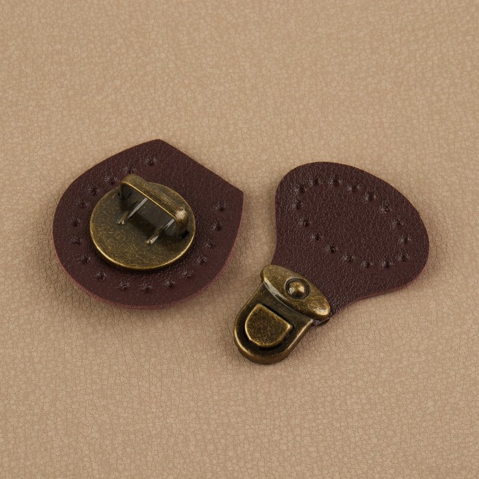 Застёжка для сумки, пришивная, 6×4 см, цвет тёмно-коричневый/бронзовый