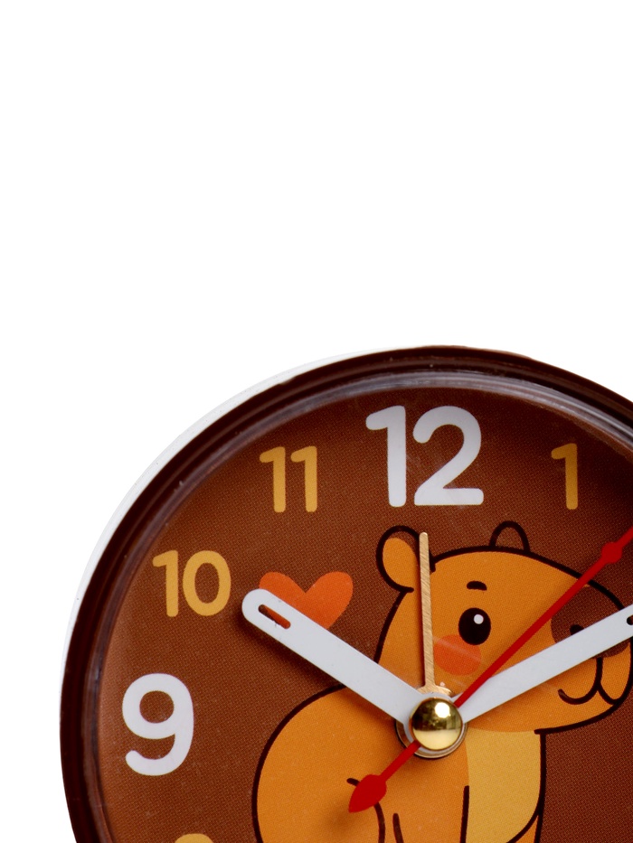 Будильник «Капибара», плавный ход, d=8 см, корпус коричневый