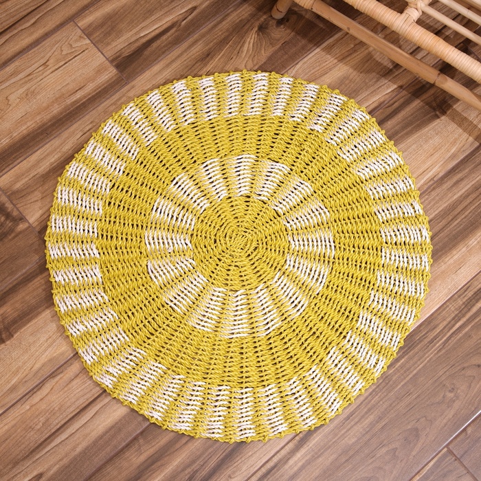 Ковёр на пол круглый пластиковый «Кольца», 80 см, пластик, жёлтый