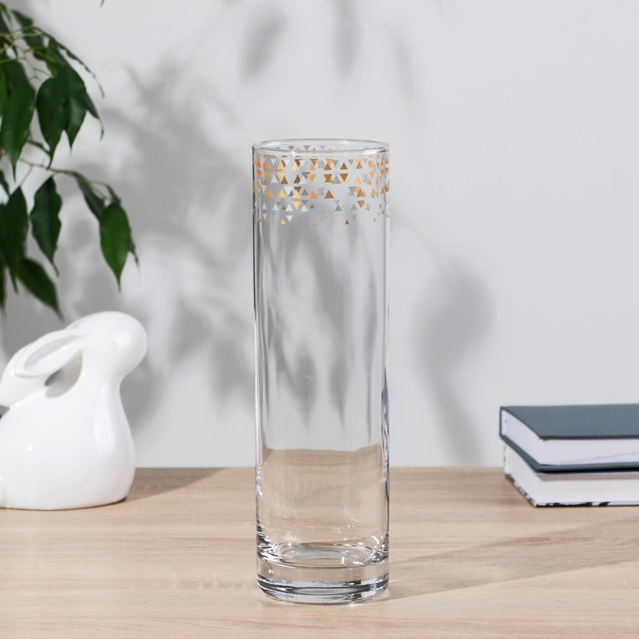 Ваза «Абстракция золото-серебро», h=26.5 см, d=7.5 см, стекло