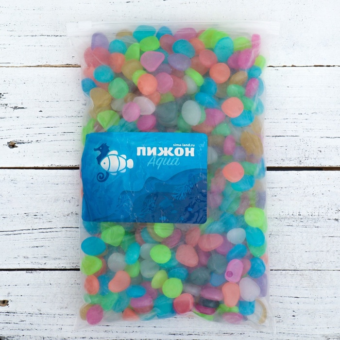 Декоративные камни для аквариума, 20 мм, 1 кг, светящиеся, МИКС