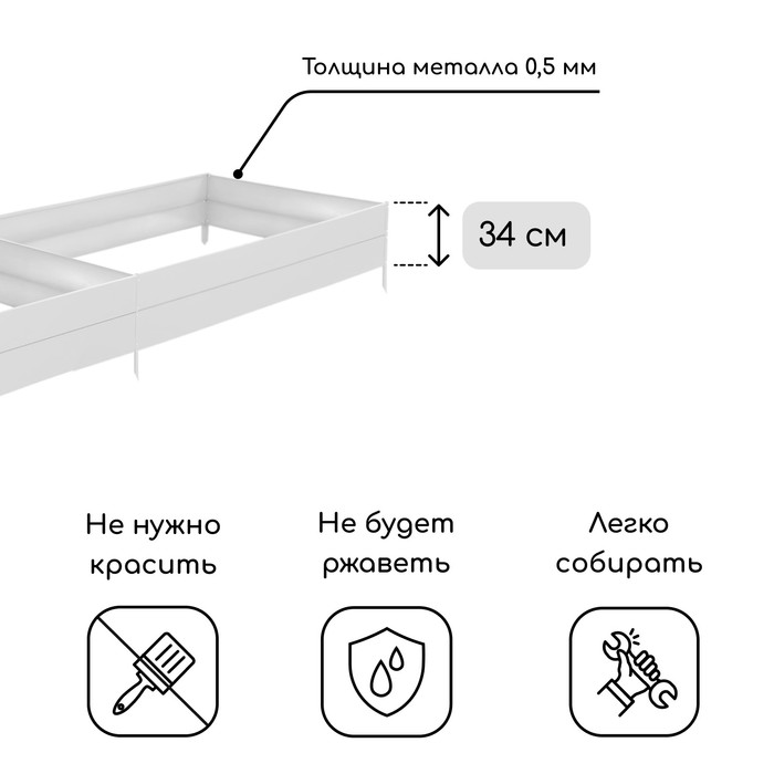 Грядка оцинкованная, 390×100×34 см, Greengo