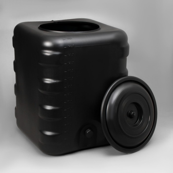 Бак для душа, 150 л, пластиковый, с крышкой, с резьбой под кран, чёрный