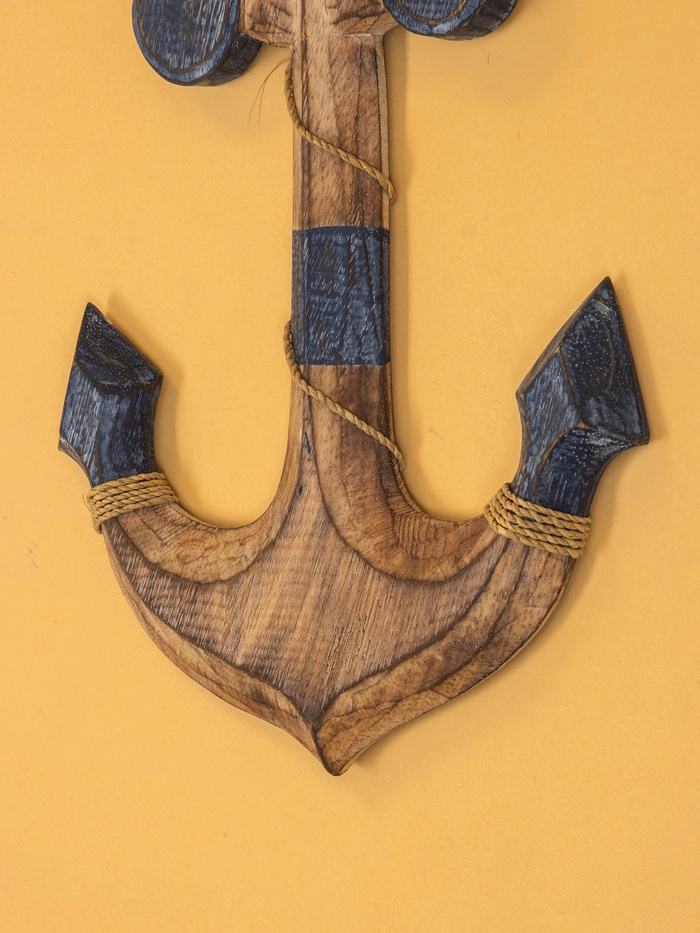 Декор интерьерный «Якорь», 23×2×40 см, дерево, сине-коричневый