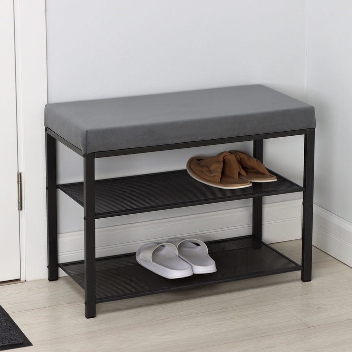 Банкетка «Торонто 23S», 67×30×49 см, каркас графит, сиденье серое