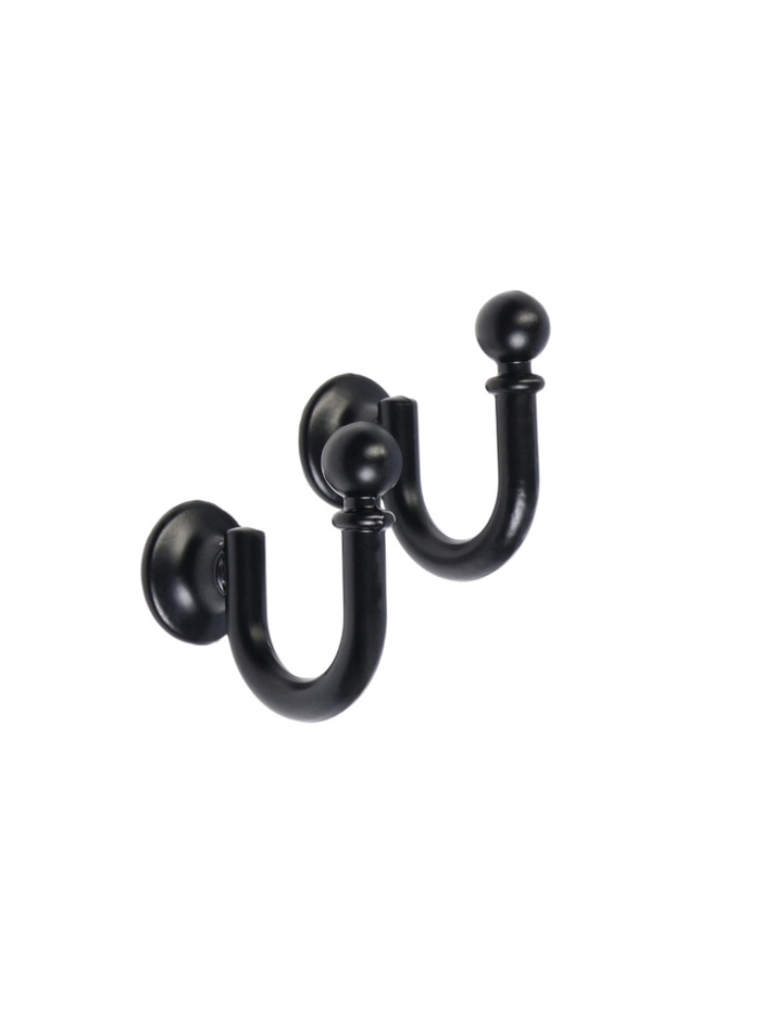 Держатель для штор «ТУНДРА» KS003, однорожковый, черный, 2 шт.