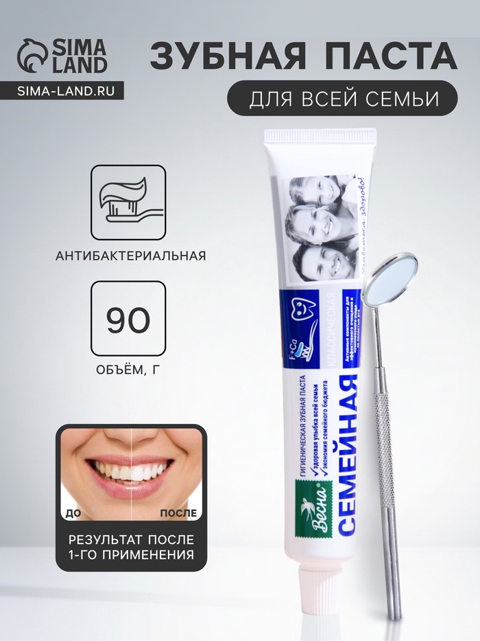 Зубная паста «Весна», классическая, для всей семьи, 90 г